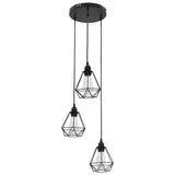 Vidaxl loftlampe med diamantform 3xe27 sort