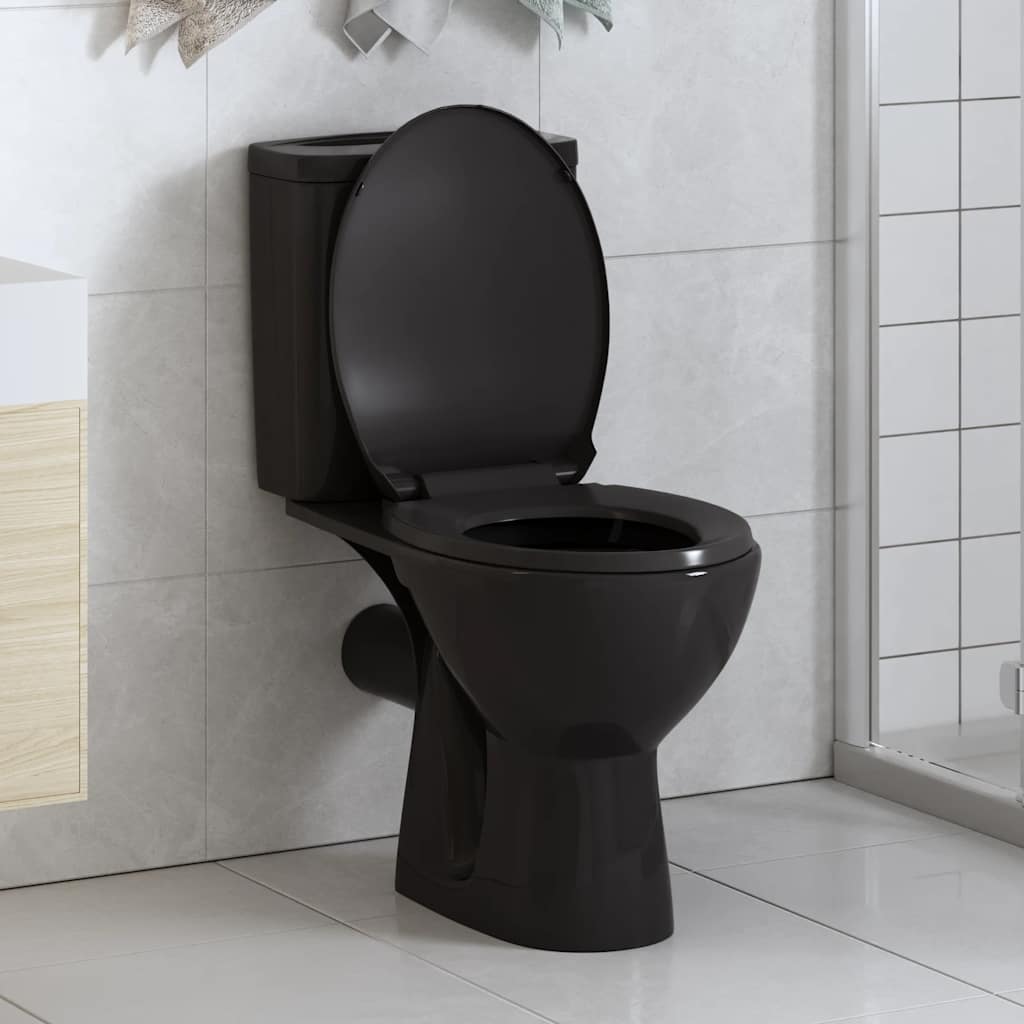 Vidaxl Sedile del toilette morbido con design a rilascio rapido nero