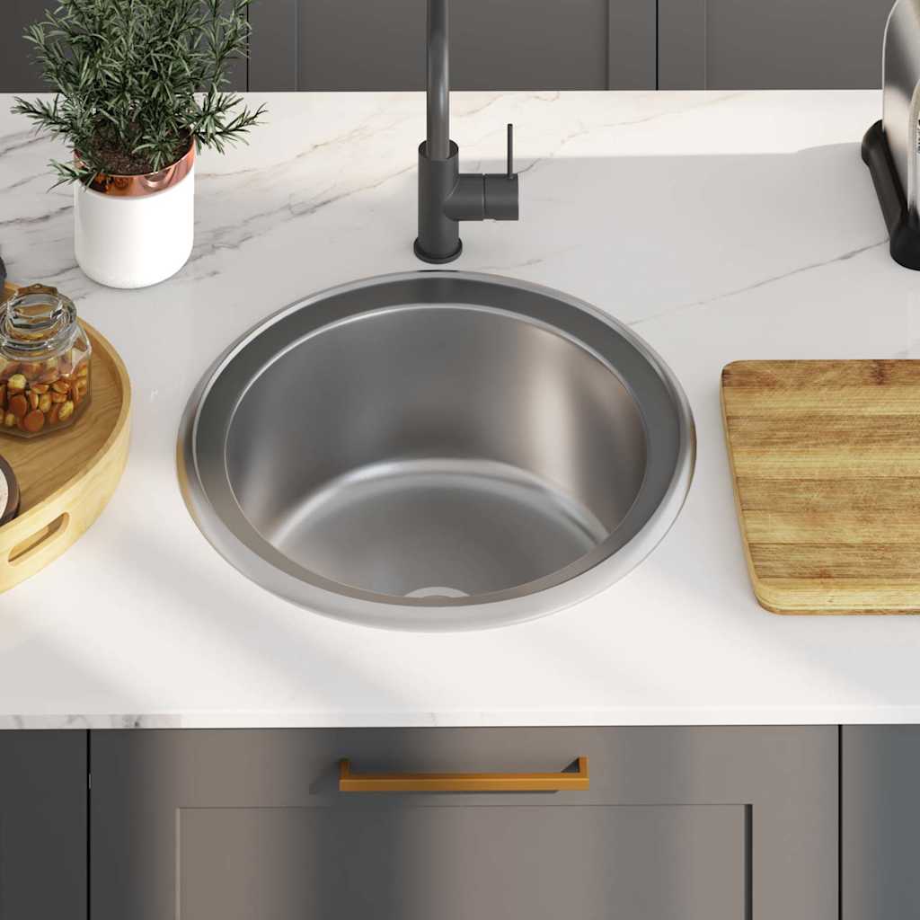 Vidaxl sink with drain and swan neck stainless steel