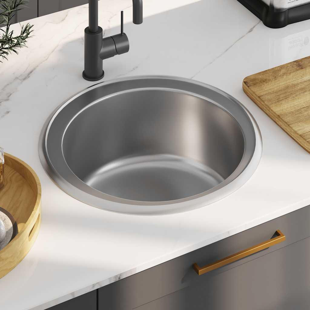 Vidaxl sink with drain and swan neck stainless steel