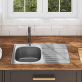 Vidaxl sink with drain and swan neck stainless steel