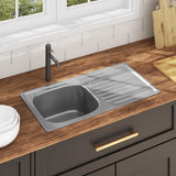 Vidaxl sink with drain and swan neck stainless steel