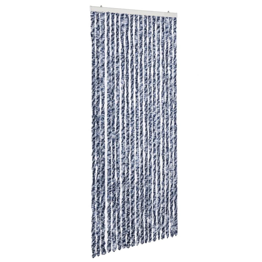 Vidaxl muhasta zavesa 56x185 cm chenille modra, bela in srebrna