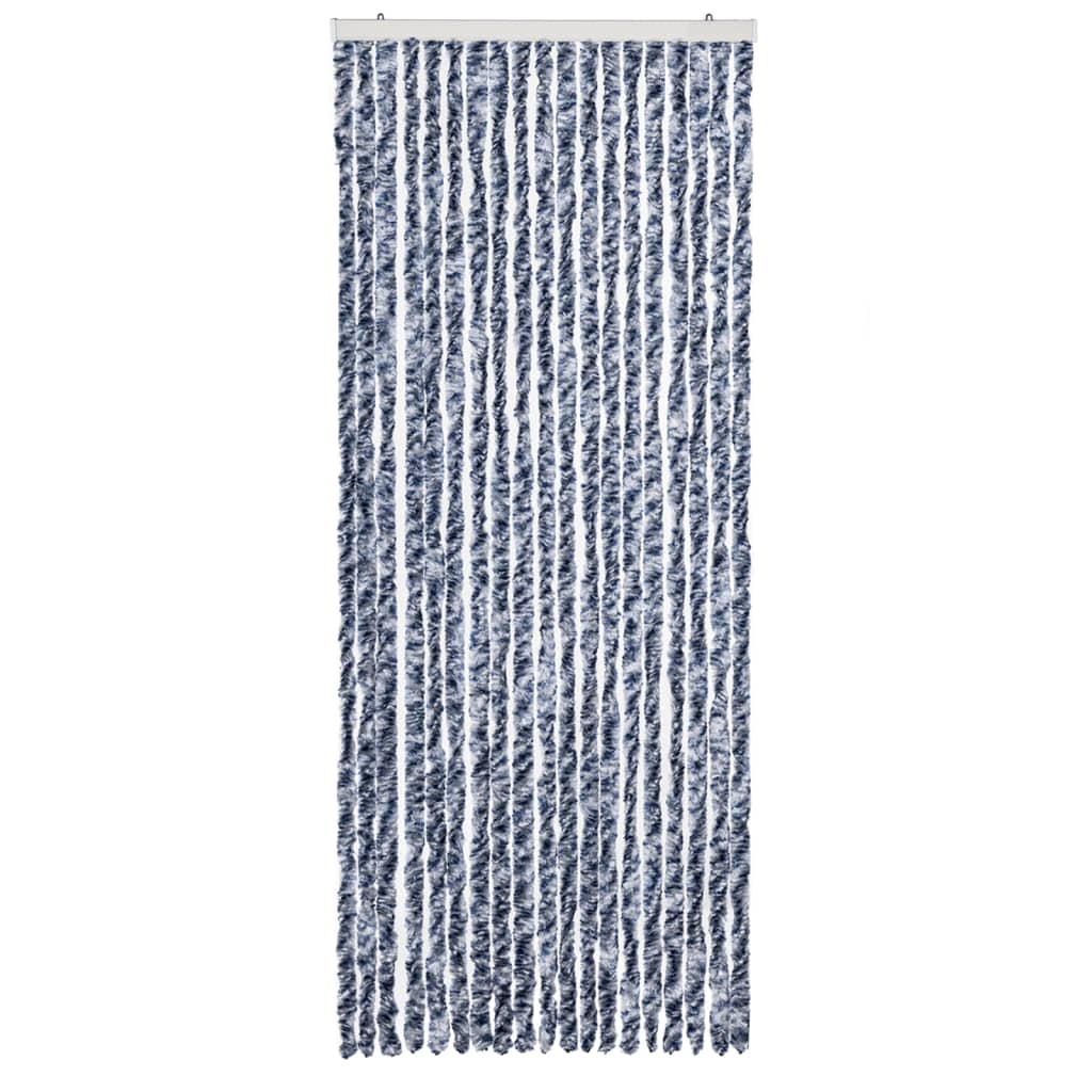Vidaxl muhasta zavesa 56x185 cm chenille modra, bela in srebrna