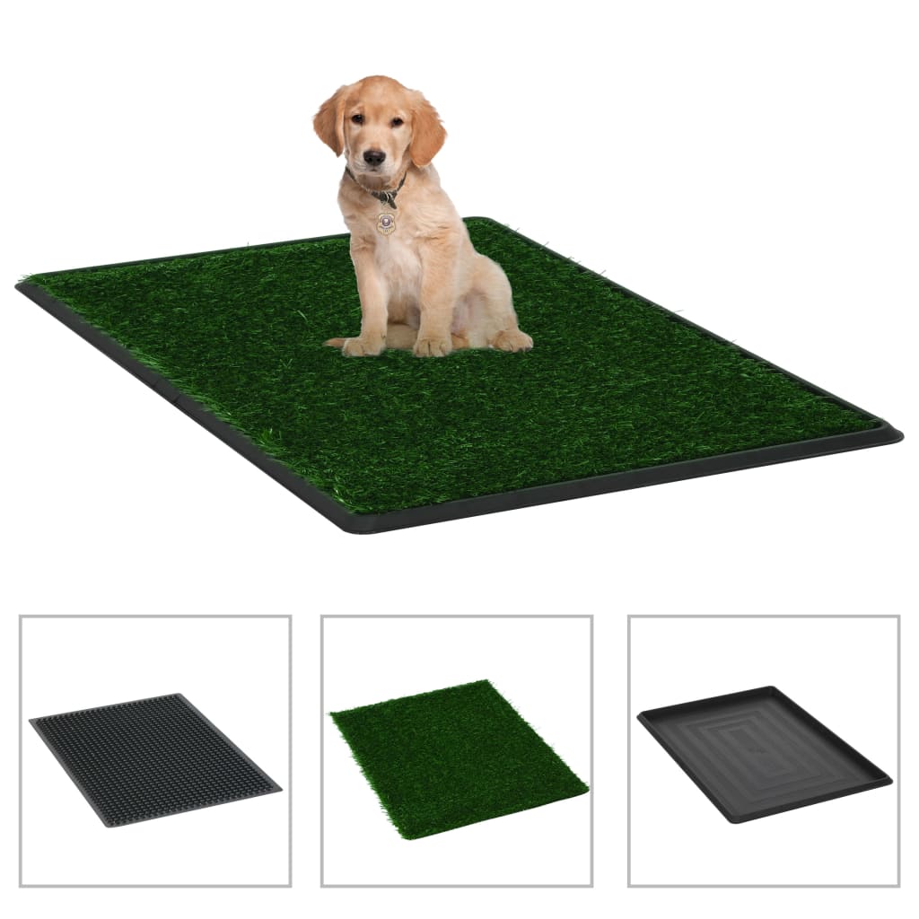 VidaXL Pet toilets 2 sts with container and artificial grass 76x51x3 cm green