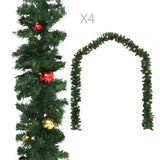 Vidaxl Christmas garlands 4 sts with Christmas balls 270 cm PVC Green