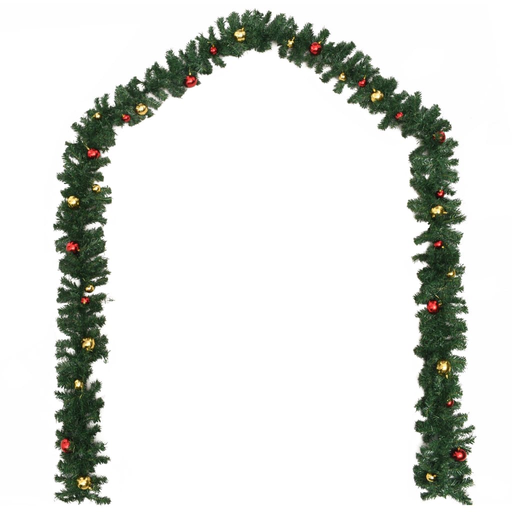 Vidaxl Christmas garlands 4 sts with Christmas balls 270 cm PVC Green