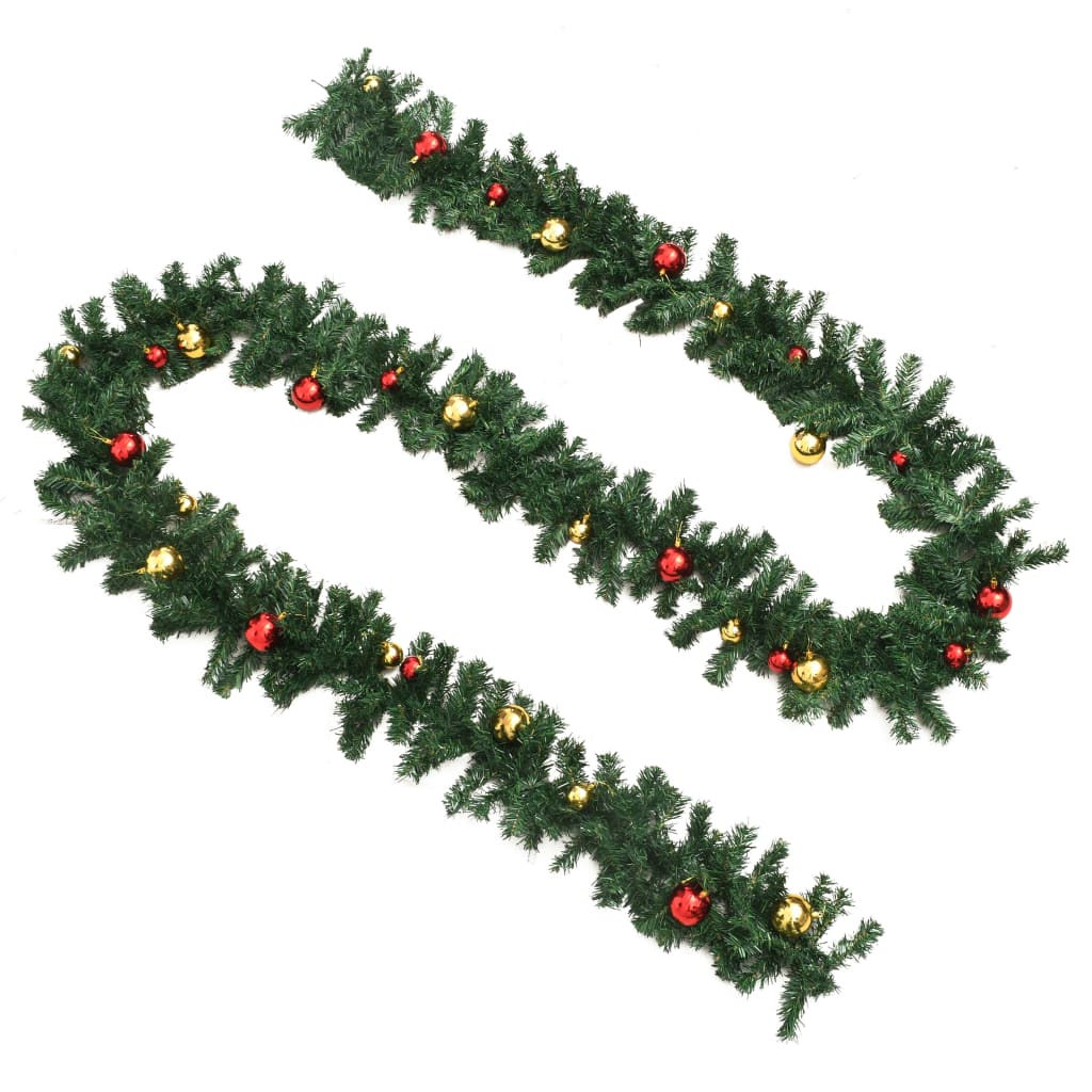 Vidaxl Christmas garlands 4 sts with Christmas balls 270 cm PVC Green