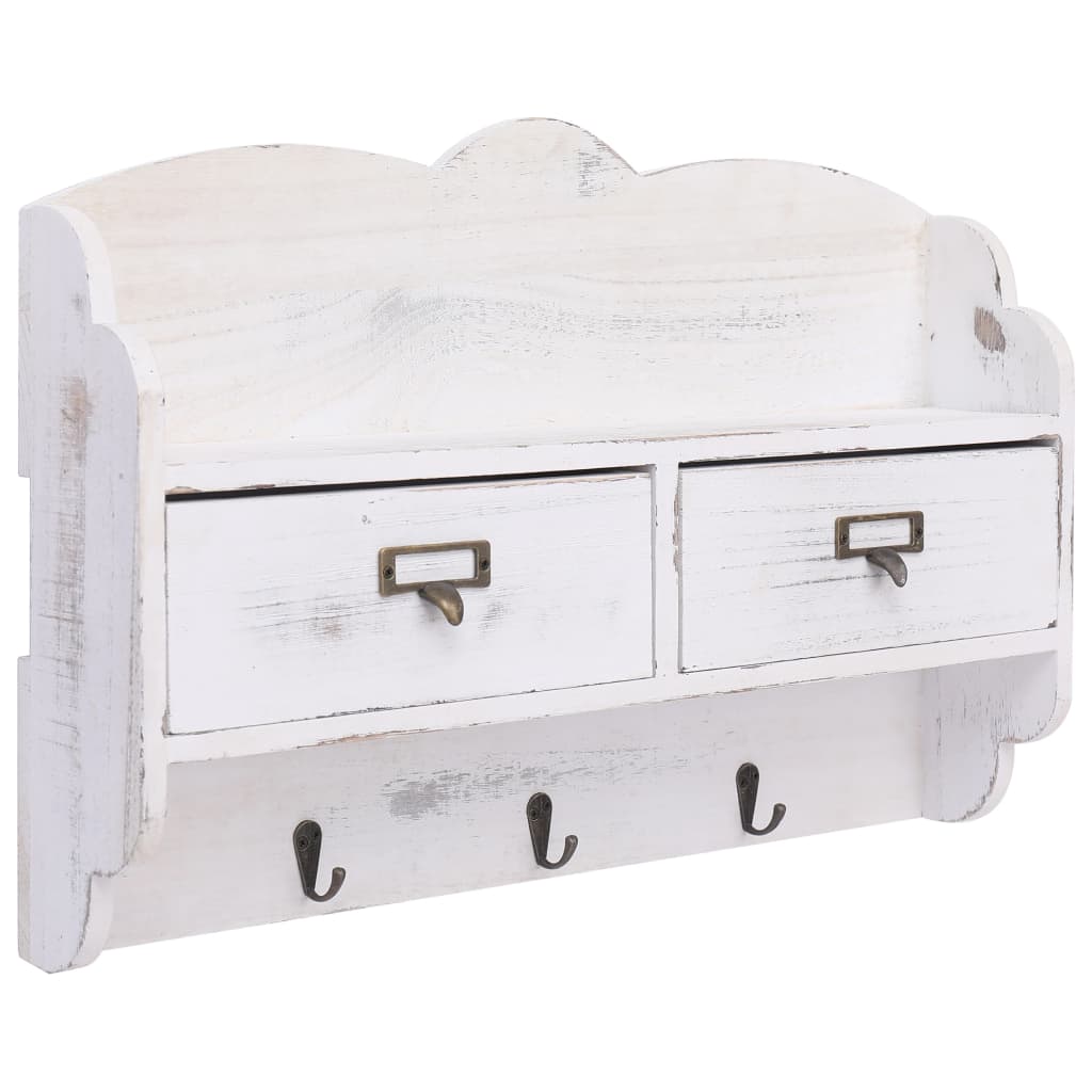 Stojalo za stenski plašč Vidaxl 50x10x34 cm lesena bela