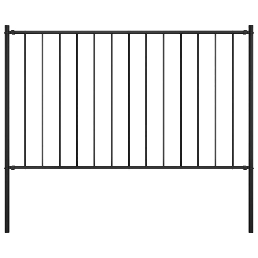 Vidaxl Hek -panel med stolper 1,7x0,75 m pulver -belagt stål sort sort