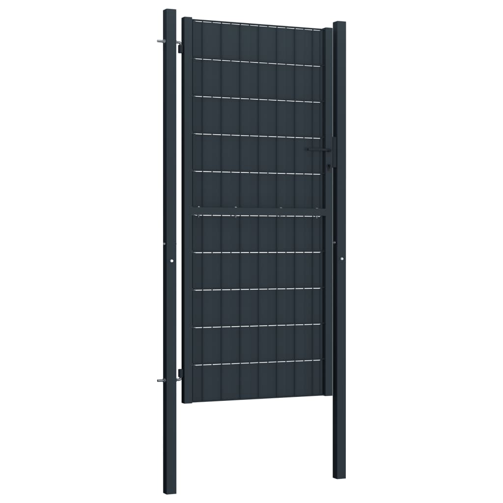 VidaXL Poort 100x164 cm PVC en staal antracietkleurig