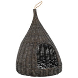 Vidaxl Cat House z poduszką Tipi 40x60 cm Naturalne wierzby szary