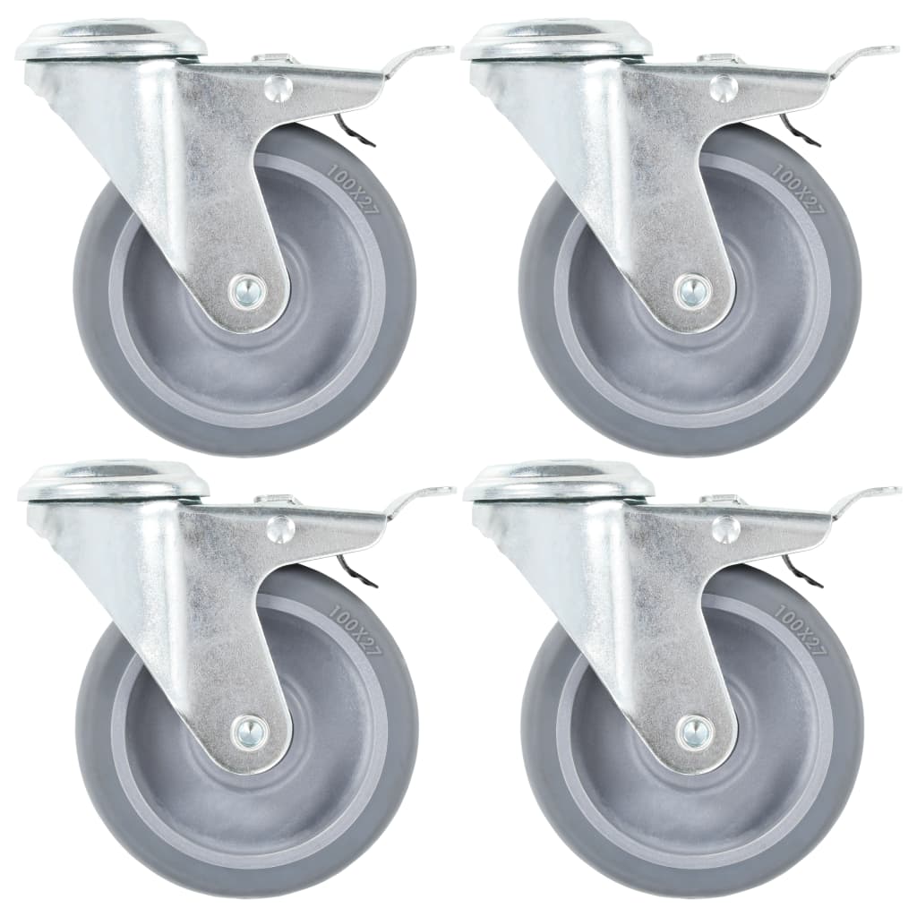 Vidaxl 8 st swivel wheels with bolt holes 100 mm