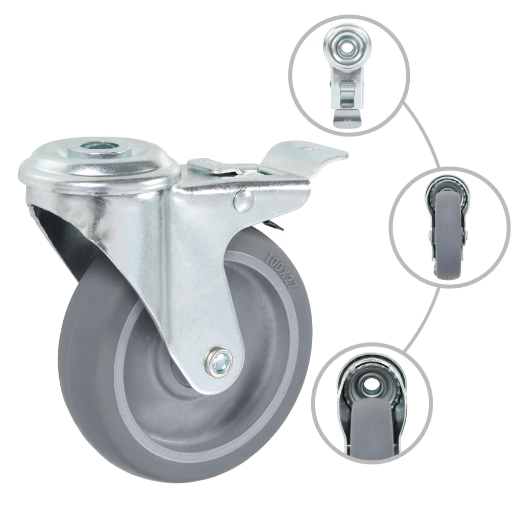 Vidaxl 8 st swivel wheels with bolt holes 100 mm