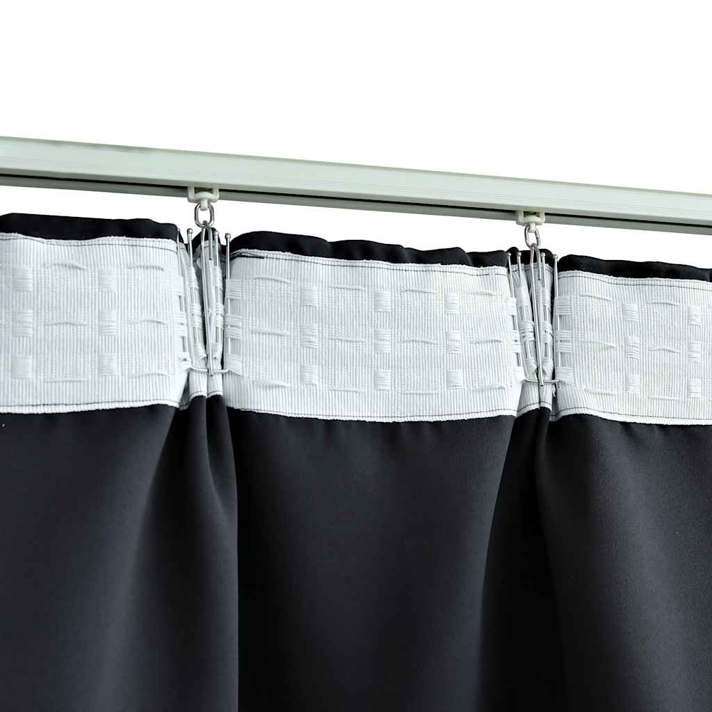 Vidaxl Vorhänge Blackout mit Haken 2 PCs 140x245 cm Schwarz