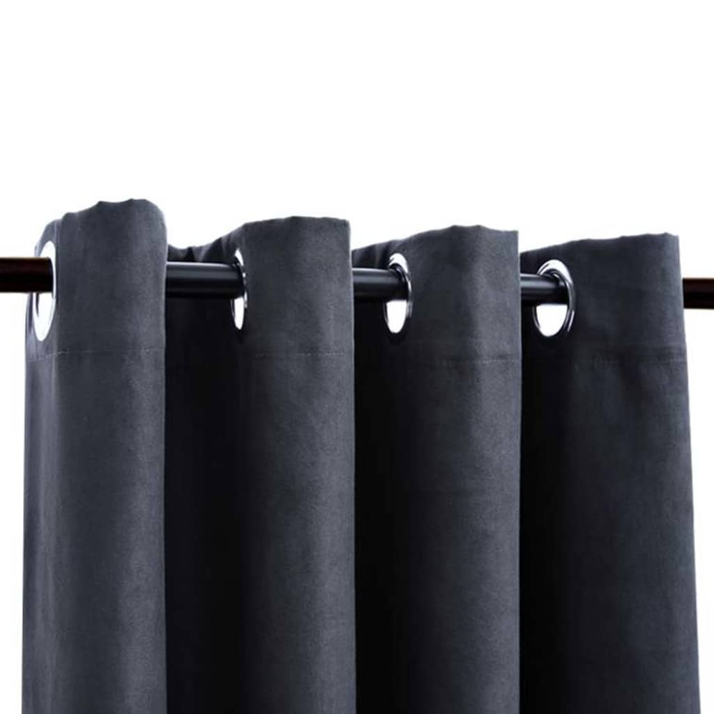 Vidaxl curtains blackout with rings 2 st 140x175 cm anthracite