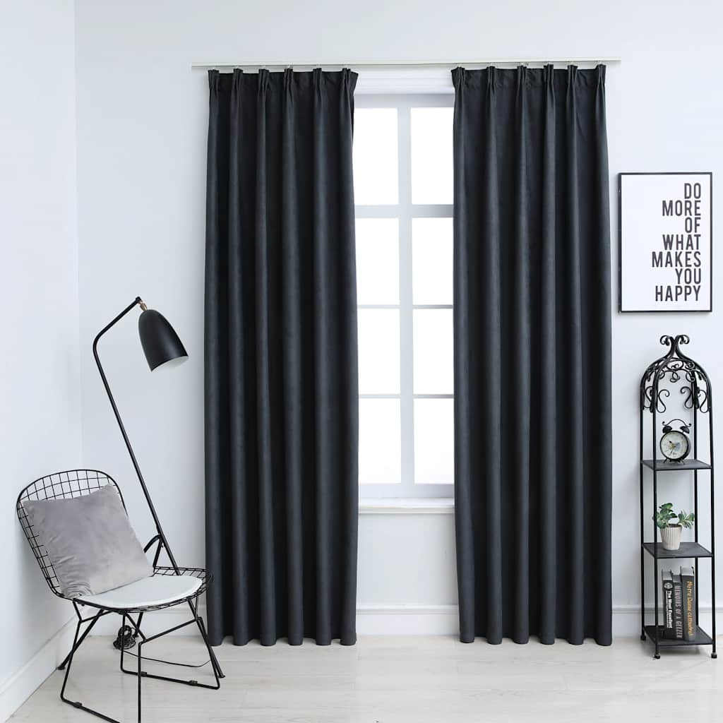 VidaXL curtains darkening with hooks 2 st 140x225 cm anthracite