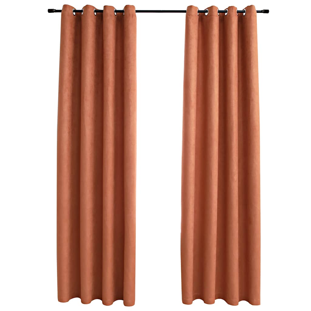 VidaXL curtains darkening with rings 2 st 140x225 cm rust color