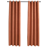 VidaXL curtains darkening with rings 2 st 140x225 cm rust color