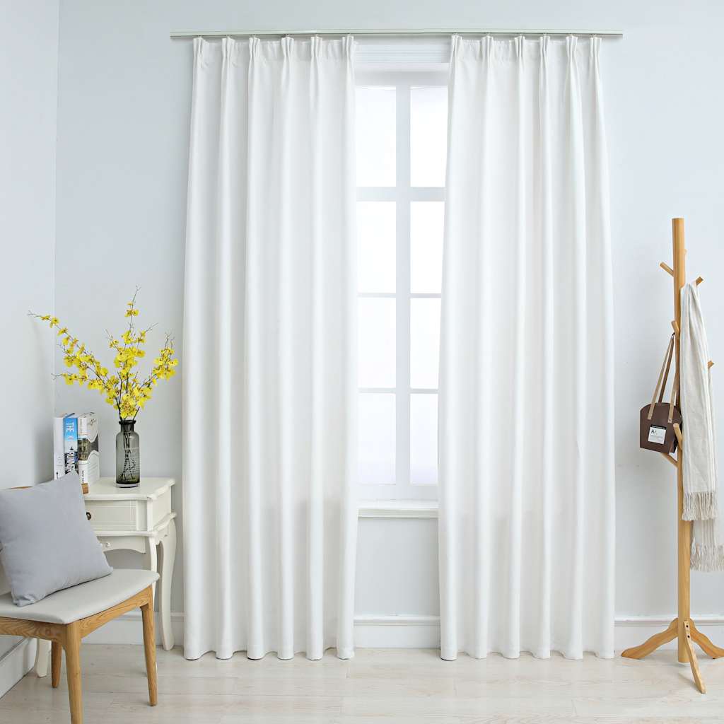 Cortinas Vidaxl oscureciéndose con ganchos 2 ST 140x225 cm de blanco roto