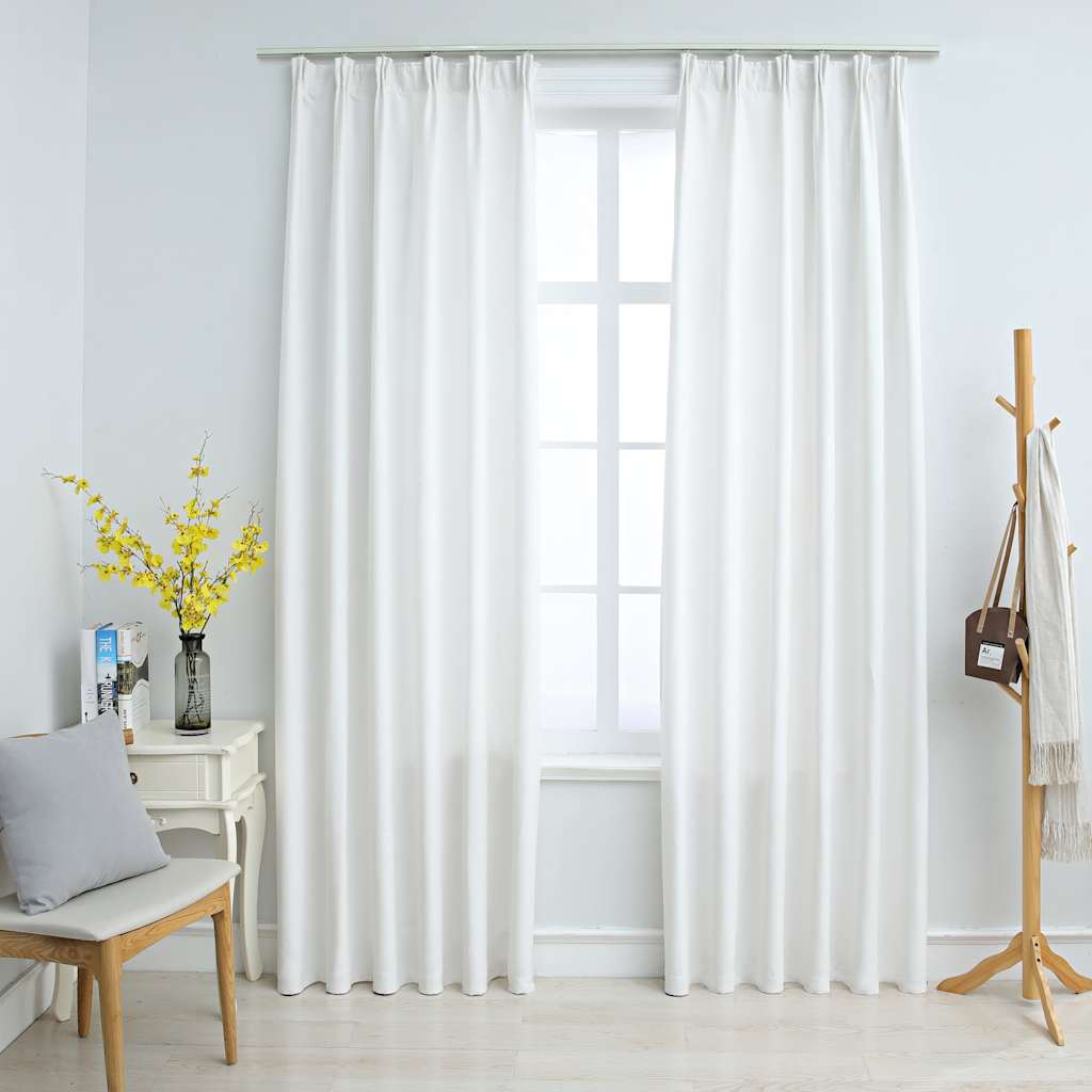 VidaXL Curtains blackout with hooks 2 pcs 140x245 cm broken white