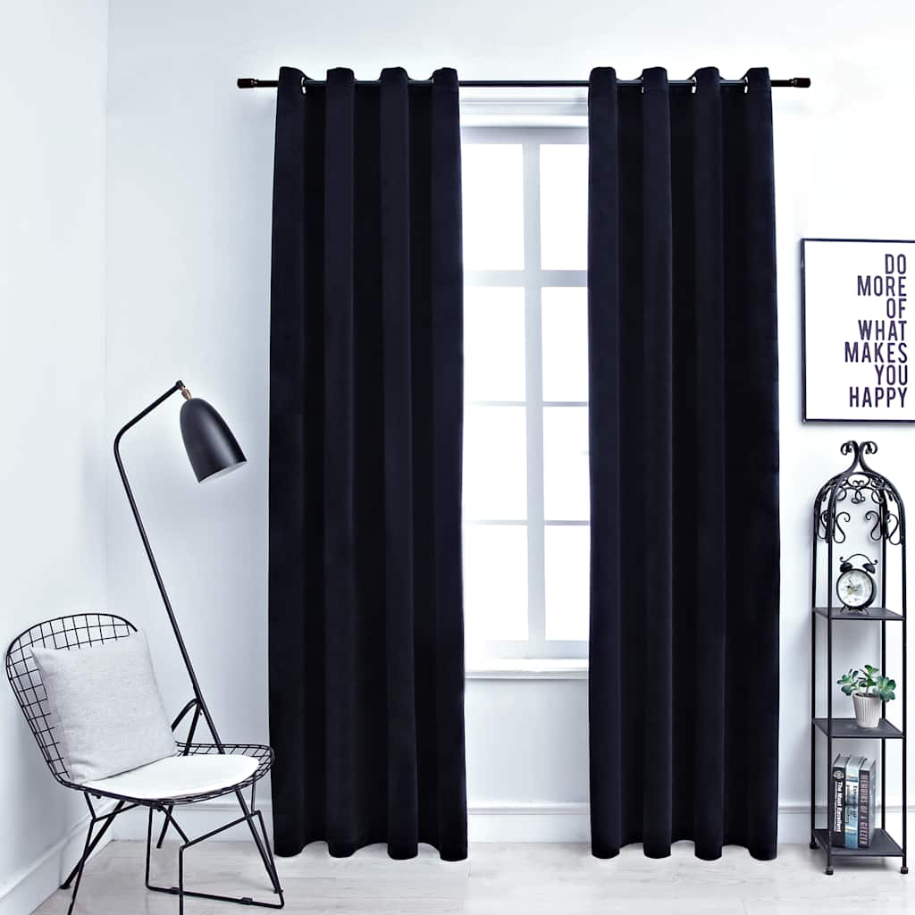 Zaciemnienie zasłon vidaxl z pierścieniami 2 ST 140x245 cm aksamitne czarne