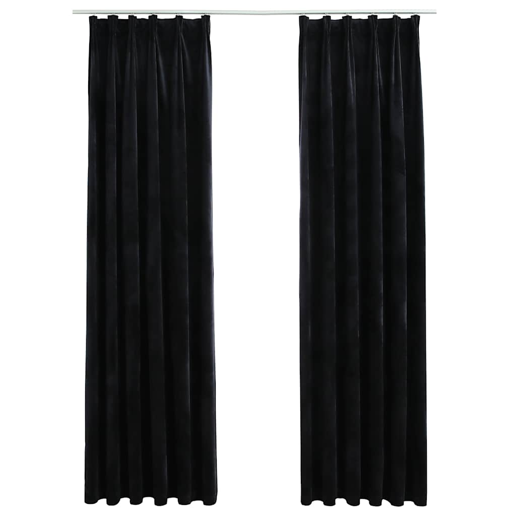 Zasłony vidaxl Blackout 2 STS z haczykami 140x245 cm aksamitne czarne