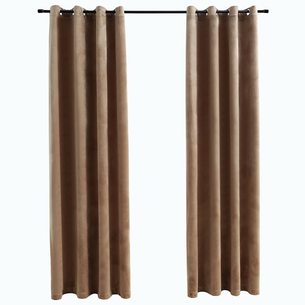 Vidaxl zavesa prekleta z obroči 2 St 140x225 cm Velvet Beige