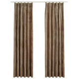 Vidaxl curtains blackout 2 sts with hooks 140x175 cm velvet beige