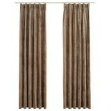 Vidaxl curtains blackout 2 sts with hooks 140x245 cm velvet beige