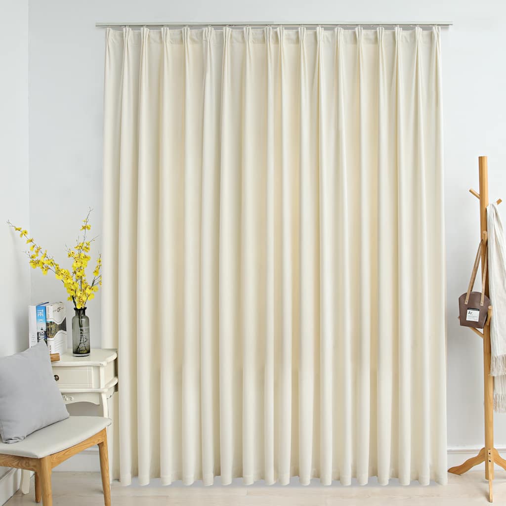Vidaxl Curtain Blackout con ganci 290x245 cm Crema di velluto