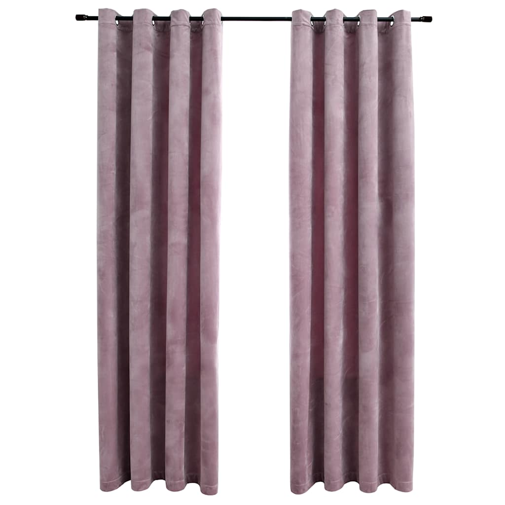 Vidaxl curtains blackout with rings 2 st 140x175 cm velvet pink