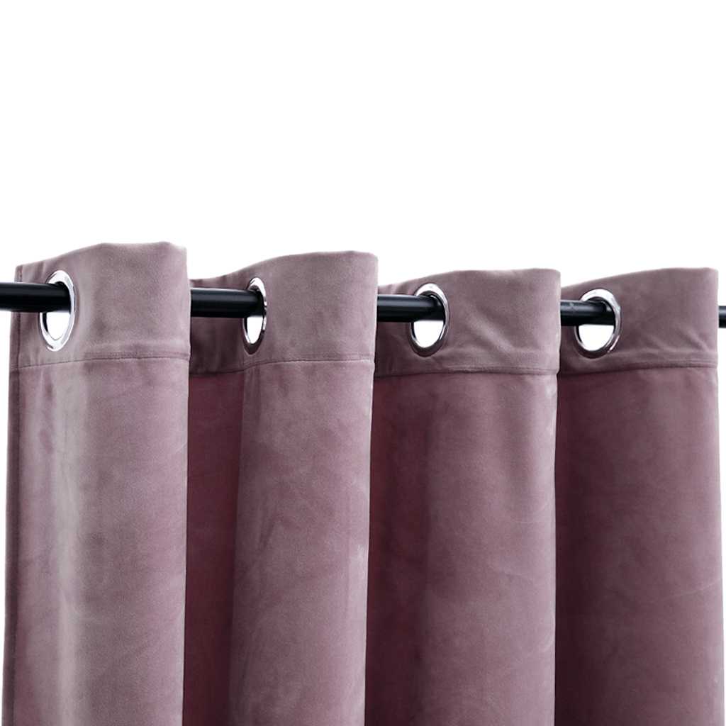 Vidaxl curtains blackout with rings 2 st 140x175 cm velvet pink