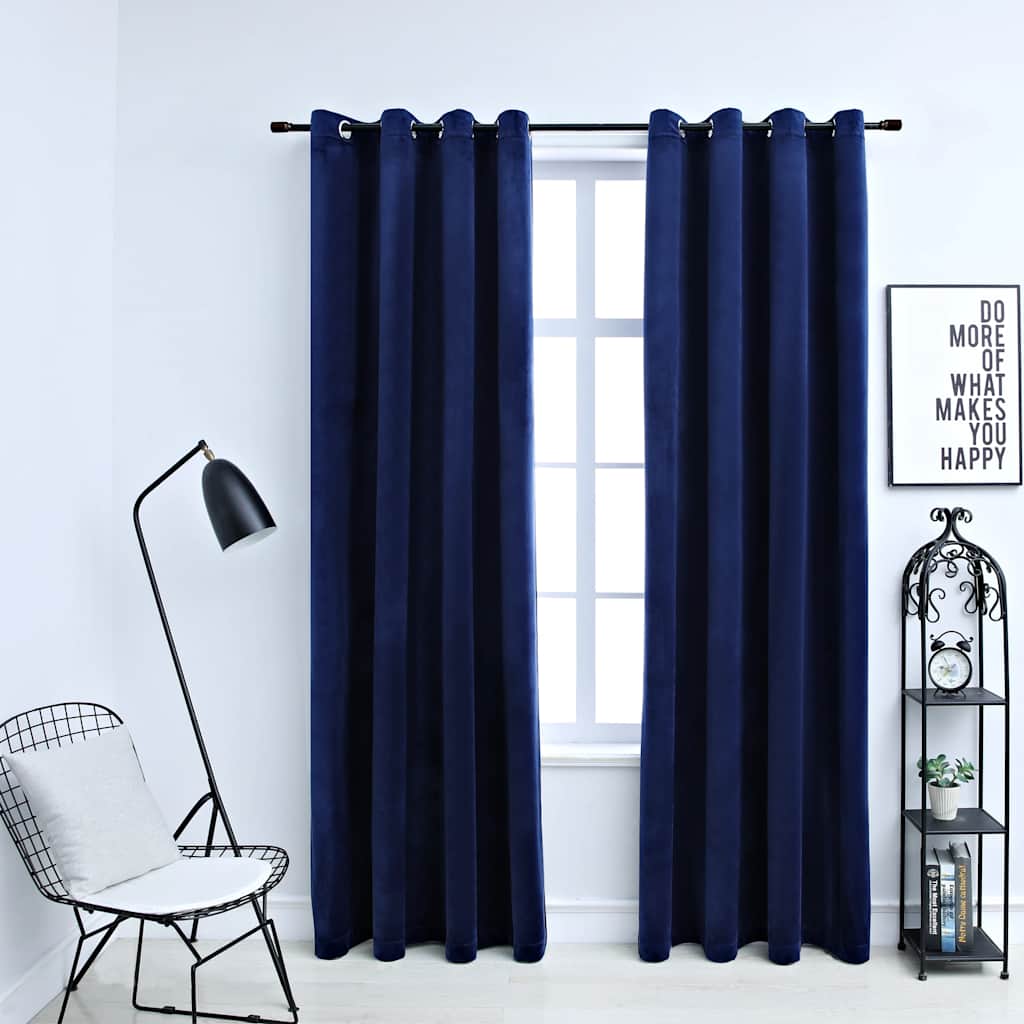Vidaxl Curtain blackout with rings 2 st 140x245 cm velvet blue