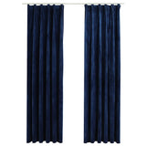 Vidaxl curtains blackout 2 sts with hooks 140x225 cm velvet blue