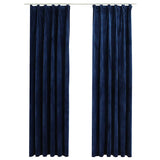 Vidaxl zavese Blackout 2 sts s kavlji 140x245 cm žametno modro