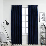 Vidaxl zavese Blackout 2 sts s kavlji 140x245 cm žametno modro