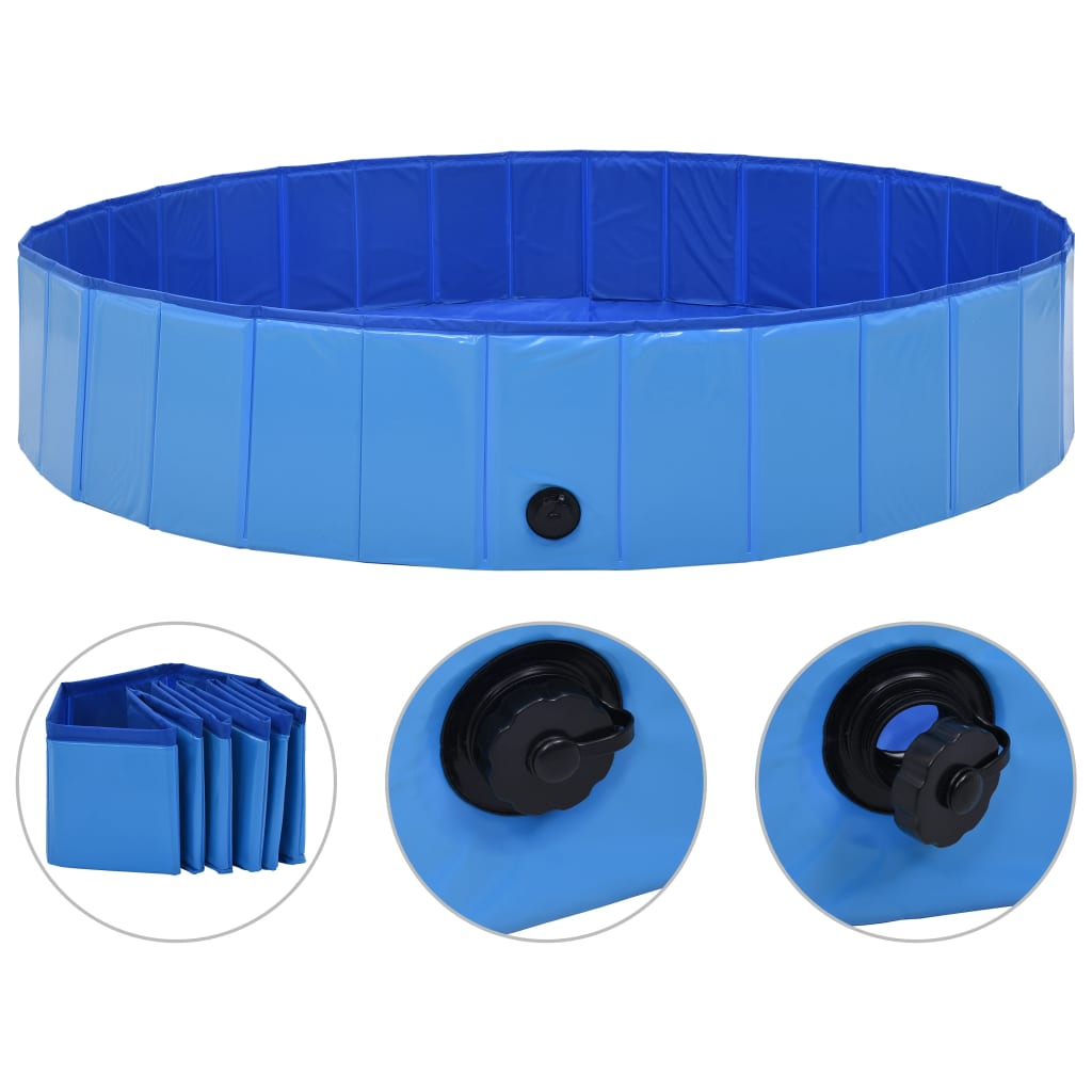 Bidaxl Dog Swimming Pool Collapsible 160x30 cm PVC Blue