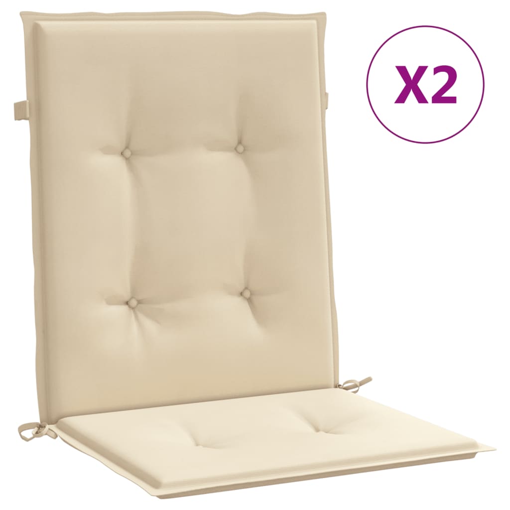 VidaXL Garden chair cushions Low back 2 st 100x50x3 cm Oxford fabric beige