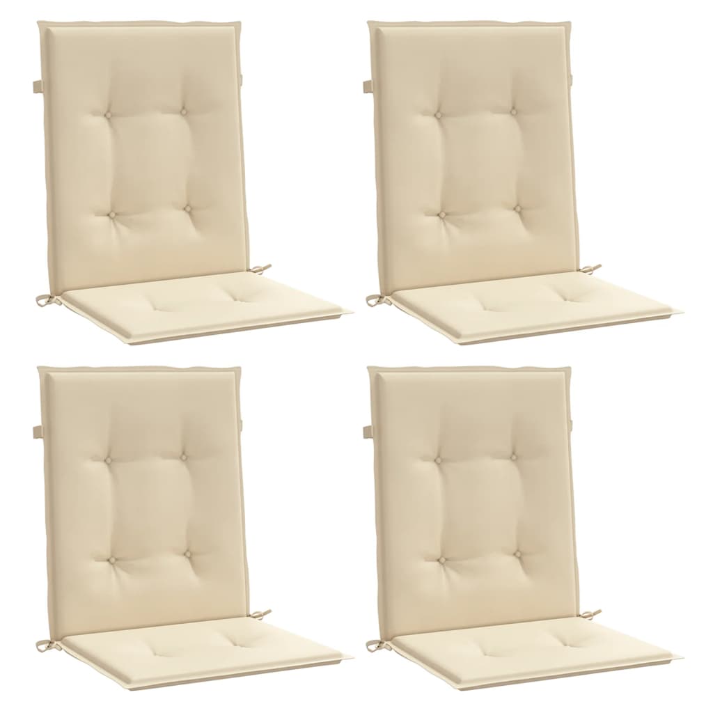 Vidaxl Gartenstuhl Kissen Low Rücken 4 PCs 100x50x3 cm Oxford Stoff Beige