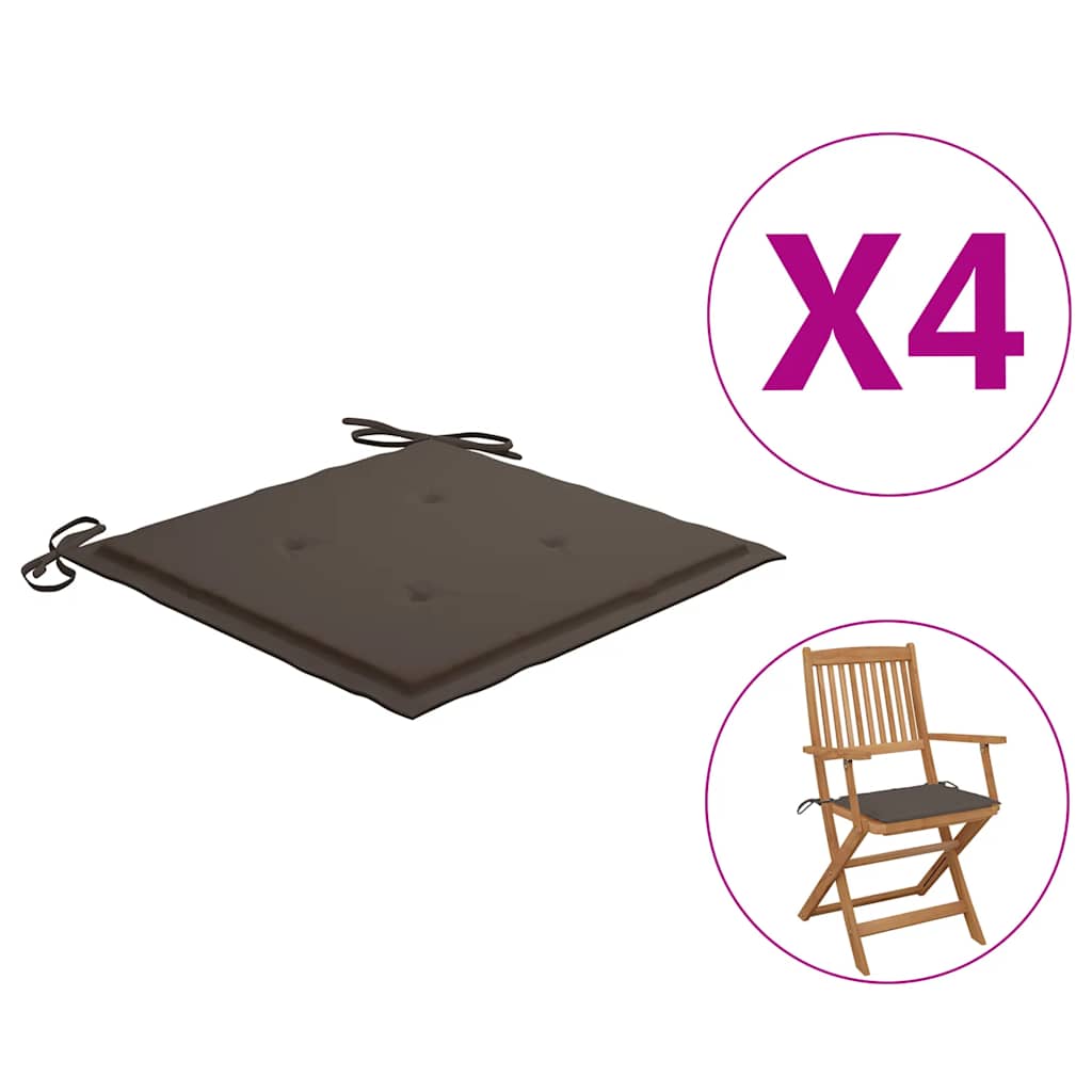 Vidaxl Garden Cushions 4 PCS 40x40x4 cm Tessuto Oxford Taupe