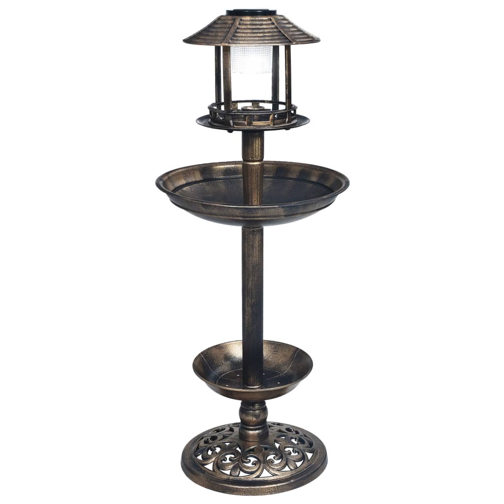 Vidaxl bird bath with solar LED lighting plastic