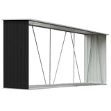 VIDAXL Firewood capannone 330x84x152 cm Antracite in acciaio zincato
