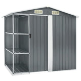 Cobertizo de jardín Vidaxl con estante 205x130x183 cm de hierro gris