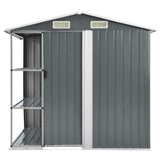 Cobertizo de jardín Vidaxl con estante 205x130x183 cm de hierro gris