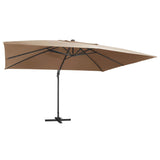 Vidaxl Floating parasol with LED and aluminum pole 400x300 cm taupe