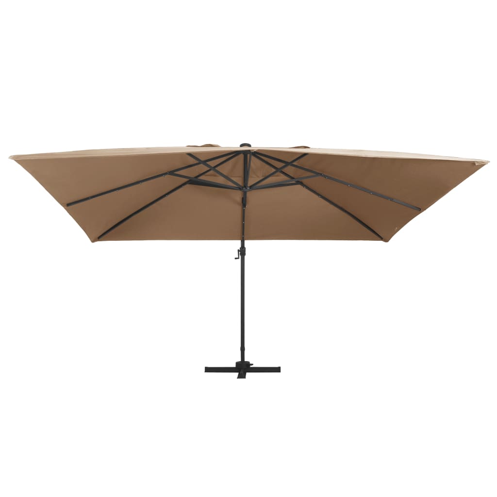 Vidaxl Floating parasol with LED and aluminum pole 400x300 cm taupe