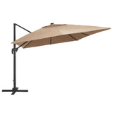Vidaxl Floating parasol with LED and aluminum pole 400x300 cm taupe