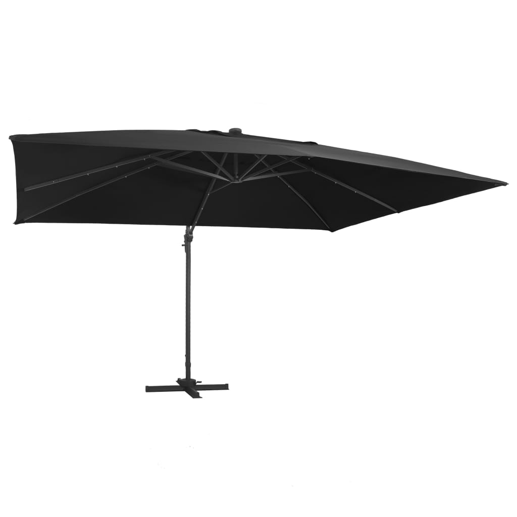 Vidaxl Floating Parasol med LED -belysning og pol 400x300 cm sort