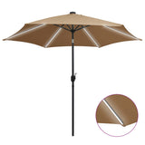 Vidaxl -parasol med LED -belysning og aluminiumstang 300 cm taupe